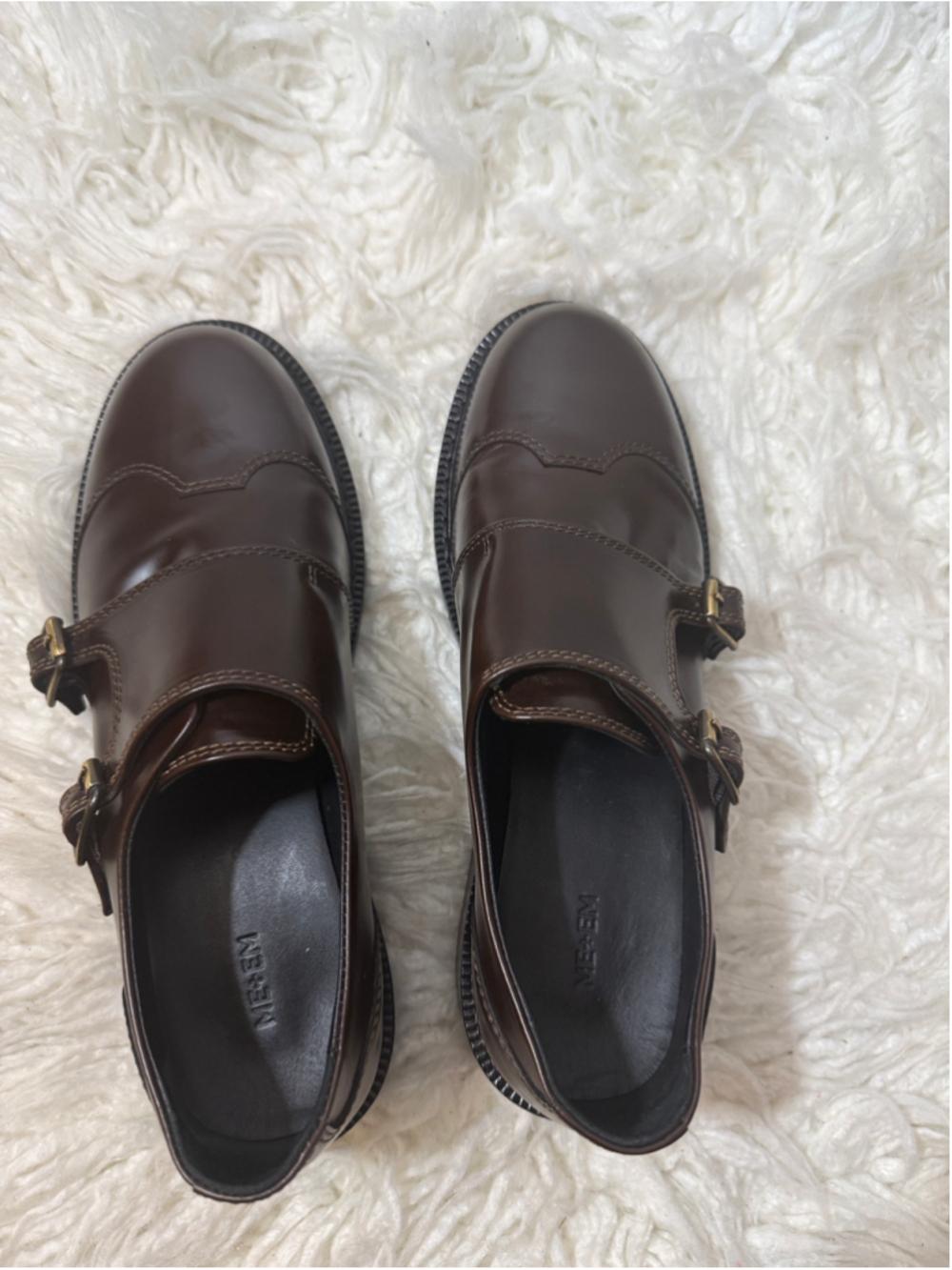 ME+EM double buckle strap dark brown leather size women’s 10 - Picture 5 of 11